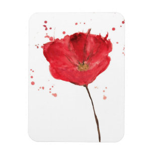 Íman Flor pintada 2 da papoila da aguarela