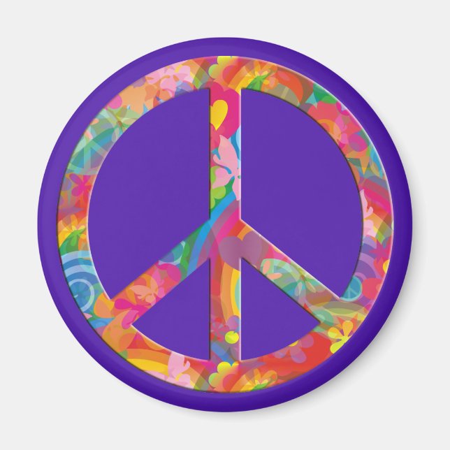 Íman Flor Power Peace | violeta (Frente)