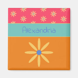 Íman Flor Retro Personalizada Nome