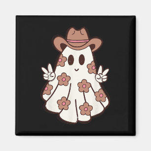 Íman Flor Retro Western Ghost Halloween Engraçado Cowgi