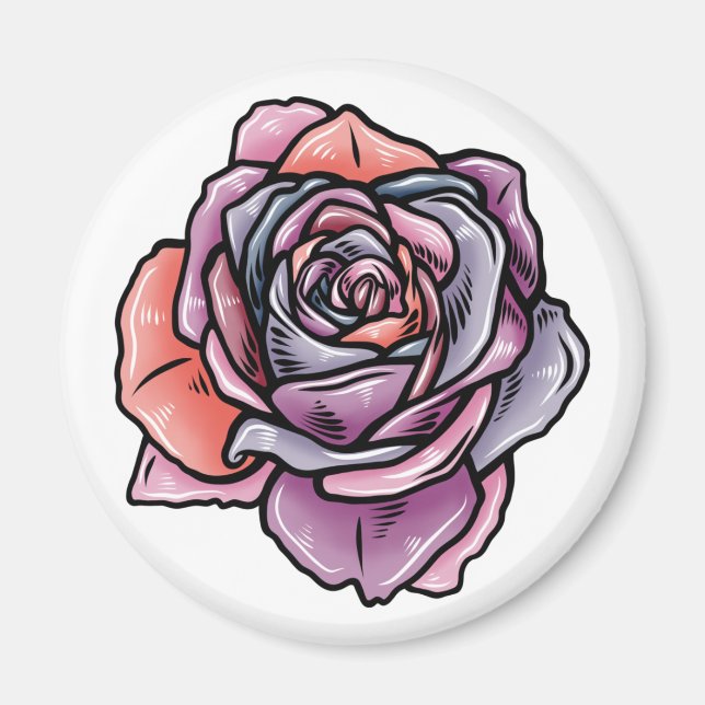 Íman Flor Rosa colorido (Frente)