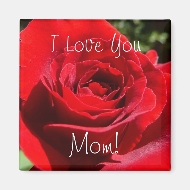 Íman Flor Rosa vermelha Brilhante Floral (Frente)