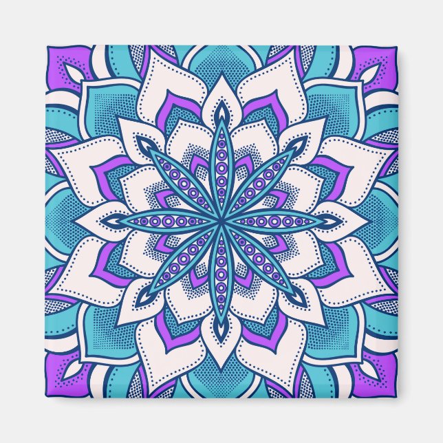 Íman Flor Roxo Turquesa Mandala (Frente)