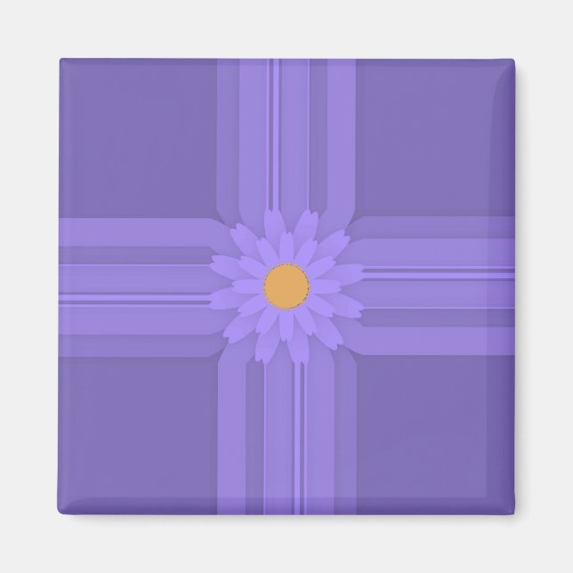 Íman Flor Simples Roxa na Cruz Moderna (Frente)