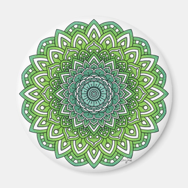 Íman Flor Verde Espimentada Mandala (Frente)