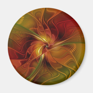 Íman Flor verde-laranja-abstrato Vermelho Castanho-Cast