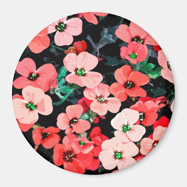 Íman Flor Vermelho de Aquarela (Frente)