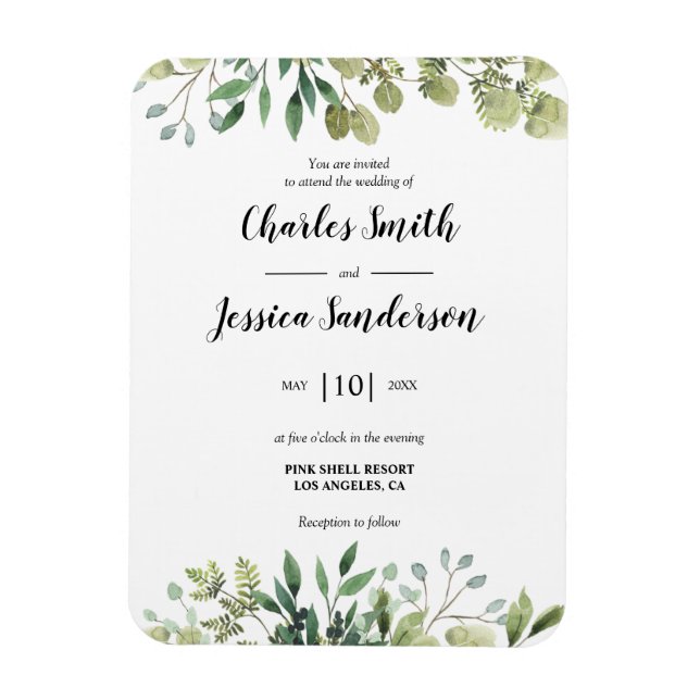 Íman Flora Verde Invitación (Vertical)