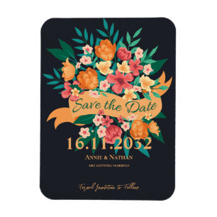 Íman Florais Laranja Amarelo-Chic Salvem a Data