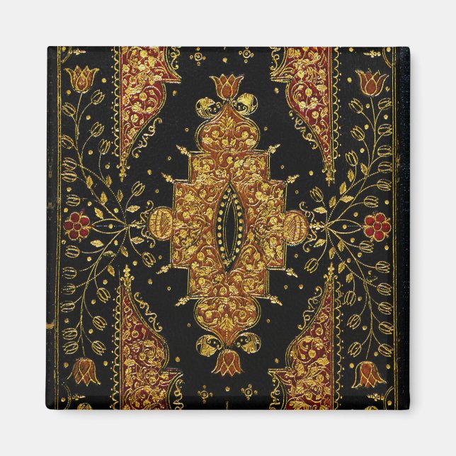 Íman Florais Preto e Dourado Caídos (Frente)