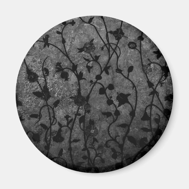 Íman Floral Antigo Gótico Preto e Branco (Frente)
