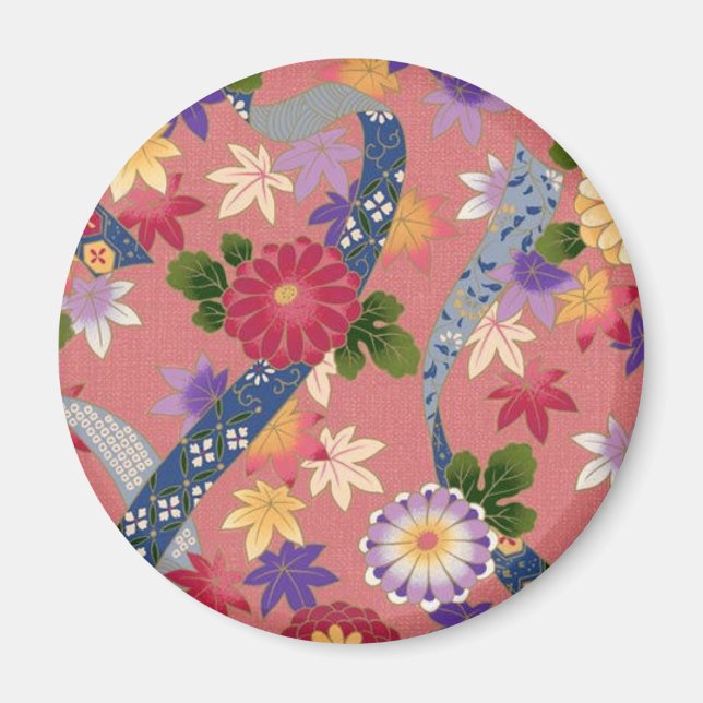 Íman Floral asiático rosa (Frente)