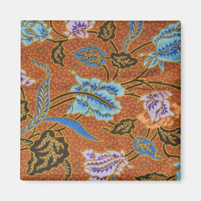 Íman Floral Batik indonésio Dourado (Frente)