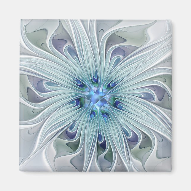 Íman Floral Beauty Abstrato Modern Blue Pastel Flower (Frente)