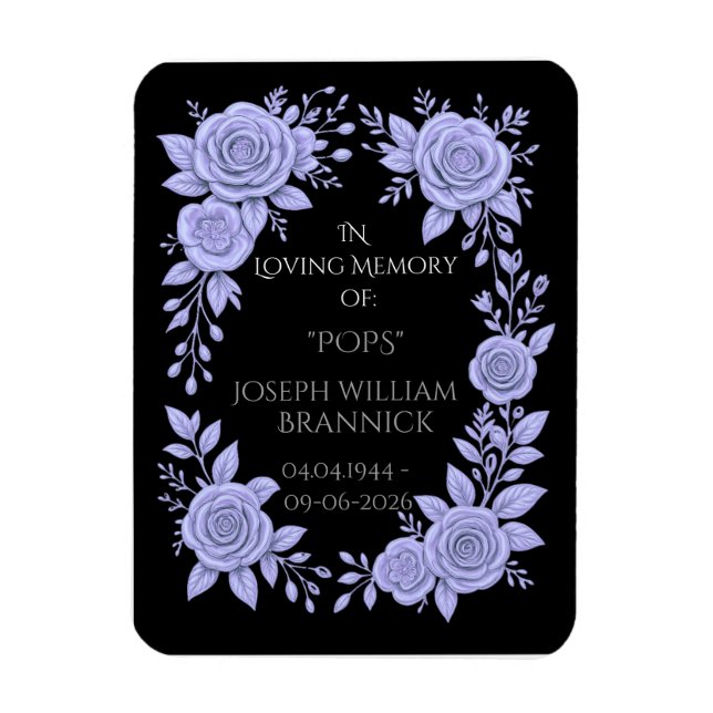 ÍMAN  FLORAL BLUE. IN LOVING MEMORY KEEPSAKE, CARD (Vertical)