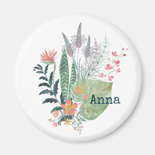 Íman floral botânico tropical personalizado