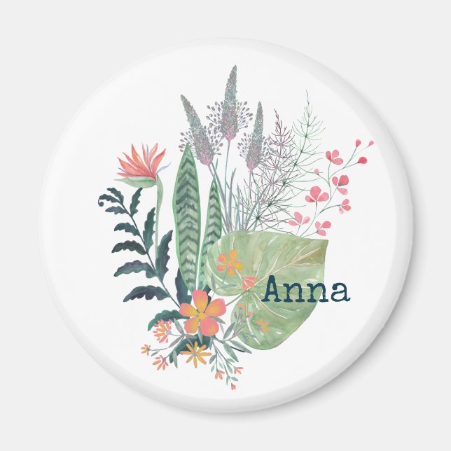 Íman floral Botânico tropical personalizado (Frente)