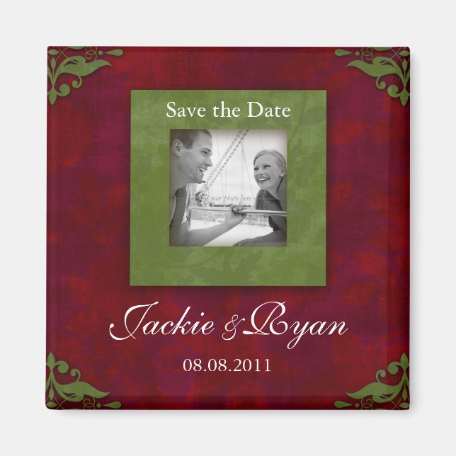 Íman Floral de Casamento de Natal imã salve a data (Frente)