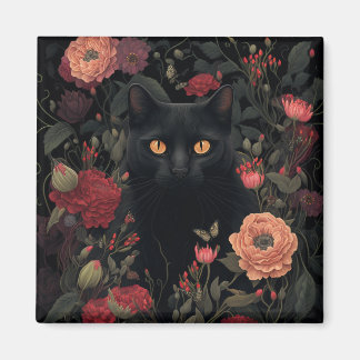 Íman floral de gato preto