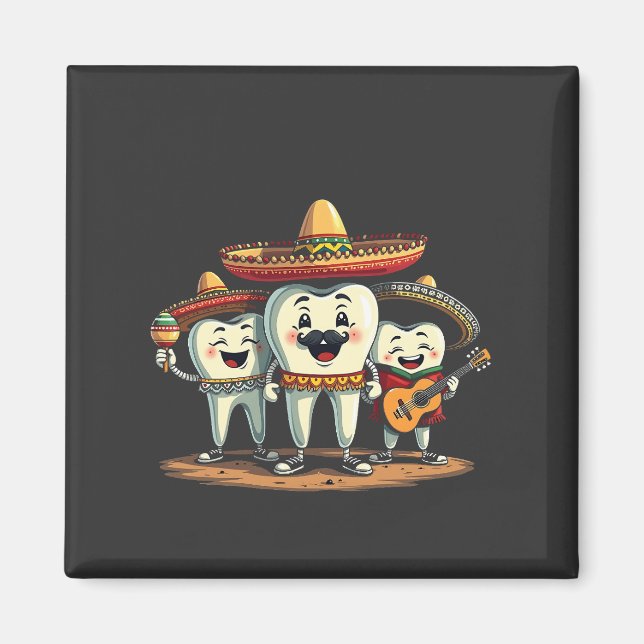 Íman Floral Dental Engraçado Cinco De Mayo (Frente)
