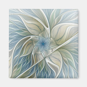 Íman Floral Dream Pattern Abstrato Blue Khaki Fractal
