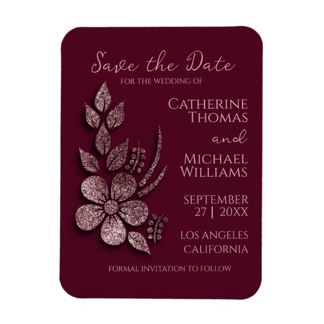 Íman Floral e Borgonha Dourada do Elegante Moderno (Vertical)