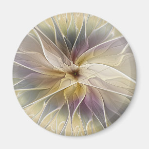 Íman Floral Fantasy Dourada Eggplant Abstrato Art Fract