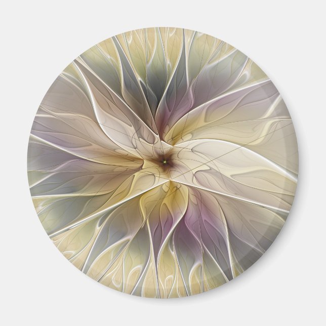 Íman Floral Fantasy Dourada Eggplant Abstrato Art Fract (Frente)