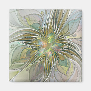 Íman Floral Fantasy Modern Fractal Art Flower With Gold