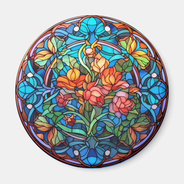 Íman Floral Faux Stained-Glass (Frente)