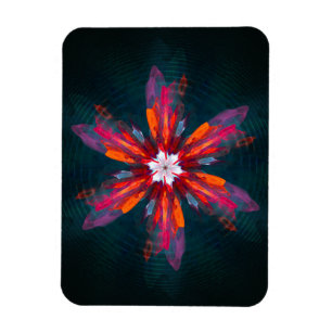 Íman Floral Flores de Mandala Laranja Vermelho Abstrato