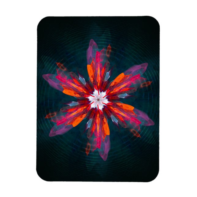 Íman Floral Flores de Mandala Laranja Vermelho Abstrato (Vertical)
