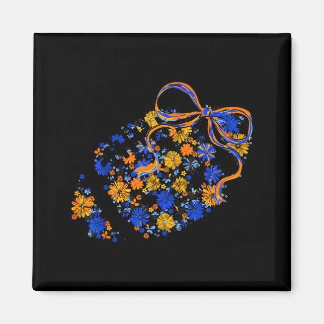 Íman Floral Football Game Day Coquette Team Srit Blue & (Frente)