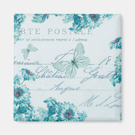 Íman floral francês com flores azuis