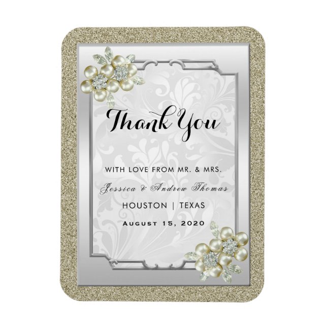 Íman Floral Gem Silver Enquadrado, Dourado e Silver Cas (Vertical)