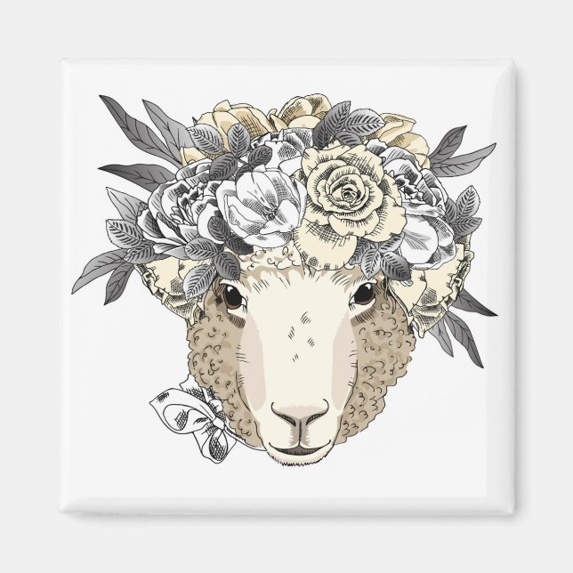 Íman Floral Halo Sheep (Frente)