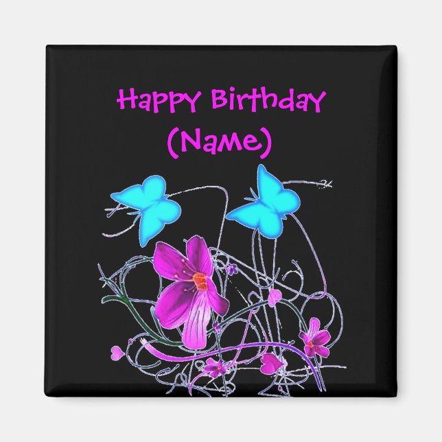 Íman Floral Happy Birthday Magnet (Frente)