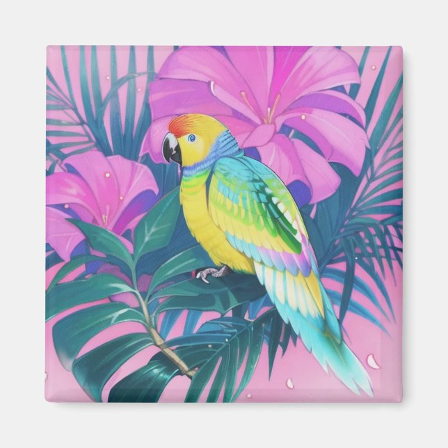 Íman Floral/Havaí/Tropical/papagaio (Frente)