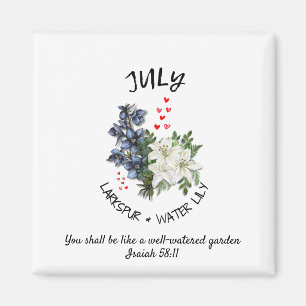 Íman Floral JULY Birth Month Flower Custom Christian