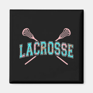 Íman Floral Lacrosse Crossed Sticks LAX Girly Teal PInk