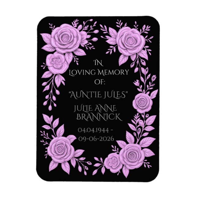 ÍMAN  FLORAL LAVENDER. IN LOVING MEMORY KEEPSAKE,  (Vertical)