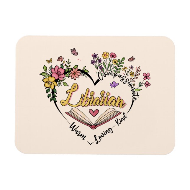 Íman Floral Librarian Heart (Horizontal)