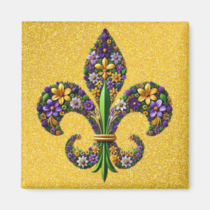 Íman Floral Mardi Gras fleur de lis