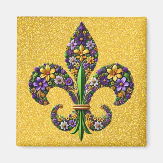 Íman Floral Mardi Gras fleur de lis (Frente)