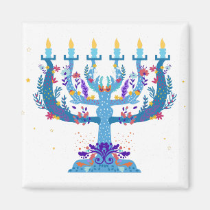 Íman floral menorah hanukkah
