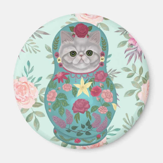 Íman Floral Meowtreshka (Frente)