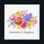 Íman Floral Mexicano Fiesta Wedding<br><div class="desc">Favoritos de casamento da Fiesta projetados para serem rápida e facilmente personalizados de acordo com as especificações do seu evento. Se seus nomes parecerem um pouco fora do centro quando inseridos, "Clique para personalizar mais" (o link azul na parte inferior de "Personalizar este modelo") para ajustar facilmente na área design....</div>