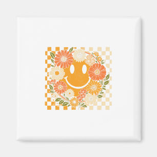 Íman Floral Outono Xadrez Rosto Sorriso Halloween Dia d