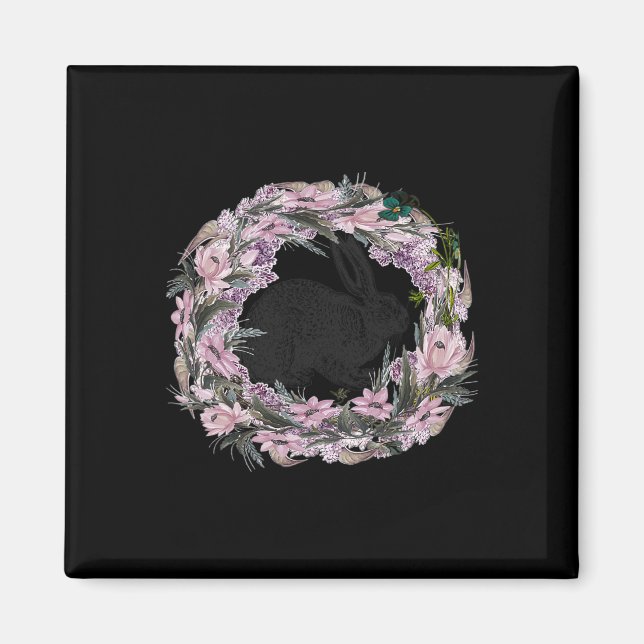 Íman Floral Pattern And Bunny Rabbit  (Frente)