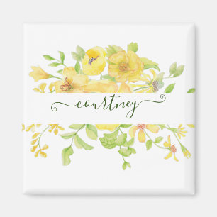 Íman Floral personalizado com aquarela amarela